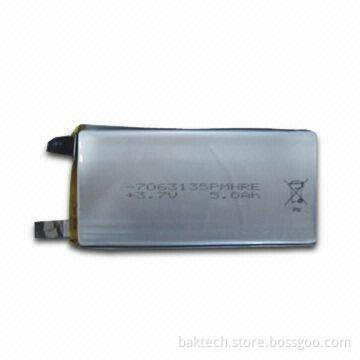Li-polymer Battery, Voltage of 3.7V, Capacity of 5.0Ah